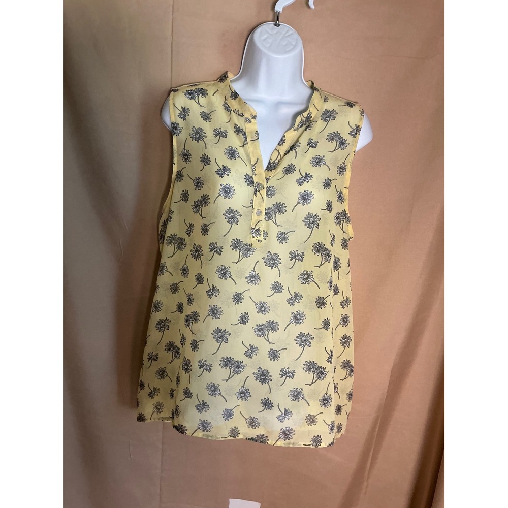 Femme by Tresics Floral Sleeveless Blouse Womens XL Yellow Excellent Mixed Media